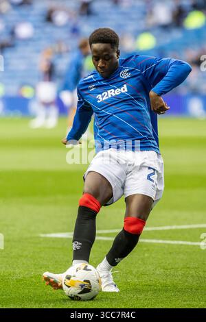 DJEIDI GASSAMA, professioneller Fußballspieler, spielt derzeit für den Rangers FC, eine schottische Fußballmannschaft, die in der Premier Division spielt. Stockfoto