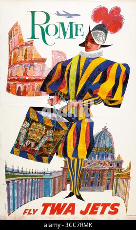 1960er Jahre TWA Rom Werbeplakat von David Klein Stockfoto