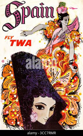 1960er Jahre TWA Spanien Werbeplakat von David Klein Stockfoto