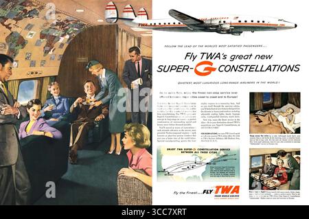 1955 TWA Super G Constellations Ad Stockfoto