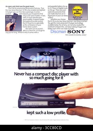 1987 Sony Discman D-10, ein tragbarer CD-Player Stockfoto