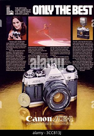1975 Canon AE-1 Program, 35-mm-SLR-Filmwerbung Stockfoto