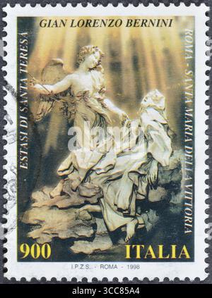 Von Italien gedruckte gestempelte Briefmarke, die den 400. Geburtstag von Gian Lorenzo Bernini (1598-1680) feiert, um 1998. Stockfoto