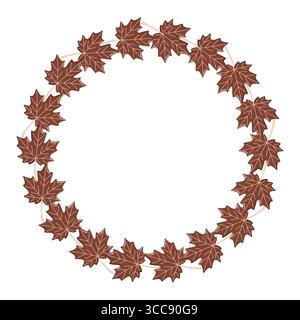 Runde Ahornblätter im Herbst-Stil. Vektor-isolierte Illustration auf weißem Hintergrund Stock Vektor