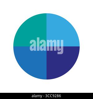 Abbildung der Farbpalette. Blautöne. Kreisförmiger Formvektor. Tiefblaue Farben. Stock Vektor