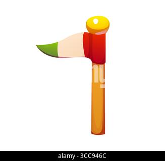 Mexikanische Zeichentrickfahne oder Wimpel Nummer 1. Hispanische Kultur fiesta mathematische Figur oder Zahl. Cinco de Mayo Partyvektor arabische Schriftziffer oder mexikanisches Festival-Schriftart-Zahlensymbol Stock Vektor