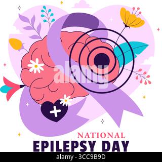 National Epilepsie Awareness Month Vektor Illustration jedes Jahr im November beobachtet mit Gehirn und geistige Gesundheit Bewusstsein in einem Hintergrund Stock Vektor