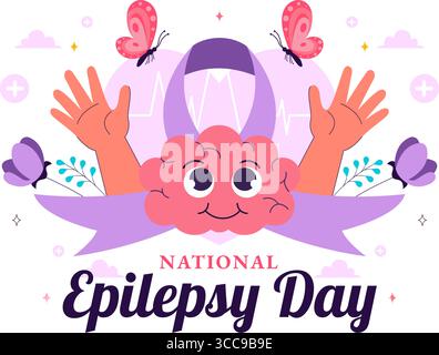 National Epilepsie Awareness Month Vektor Illustration jedes Jahr im November beobachtet mit Gehirn und geistige Gesundheit Bewusstsein in einem Hintergrund Stock Vektor