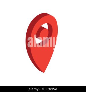 Rotes Kartenzeigersymbol. Isometrisches 3D-Symbol. Piktogramm für Webdesign, ui oder mobile App. Vektorabbildung. Stock Vektor