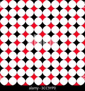 Nahtloses Harlequin-Muster in Rot und Schwarz. Struktur aus Argyle-Rautengewebe. Diamantraute einfacher Hintergrund. Geometrische Joker-Tapete. Venezianische Raute Stock Vektor