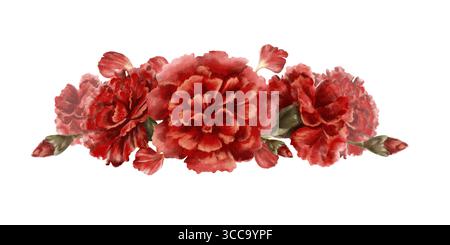 Rote Nelkenblume in horizontaler Anordnung als Symbol der portugiesischen Revolution am 25. April 1974, Freiheit vom totalitären Regime im Staat Stockfoto