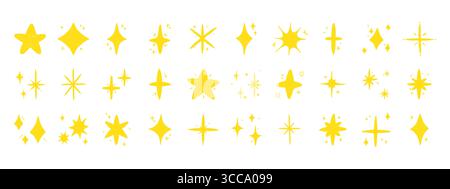 Pastellpinsel Sternkritzeleien. Handgezeichnete Buntstifte und Kreide funkeln und funkeln in Sternform. Vektorabbildung Stock Vektor