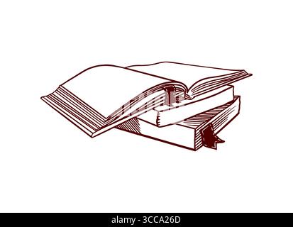 Bücher. Öffnen und Schließen mit Lesezeichen. Handgezeichnete einfache Vektor-Clip-Kunst von Schreibwaren für Banner für Back to School und Teachers Day. Stock Vektor