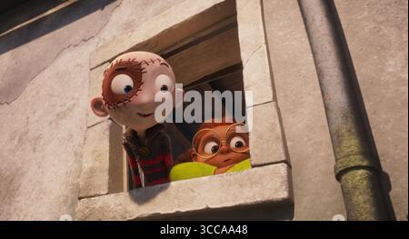 Stich Head ist ein Film von Steve Hudson aus dem Jahr 2025. Es folgt Stitch Head, einer kleinen Kreatur, die von einem verrückten Professor in einer Burg geweckt wurde, um die anderen Kreationen des Professors vor den Bürgern der Grubber-Nubbin zu schützen. Stockfoto