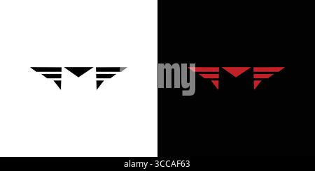 Starkes und modernes Logo-Design eines Flügels mit dem Anfangsbuchstaben M. Stock Vektor