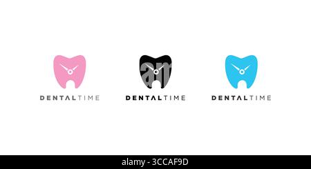 Einzigartiges und modernes Dental Time Logo-Design Stock Vektor