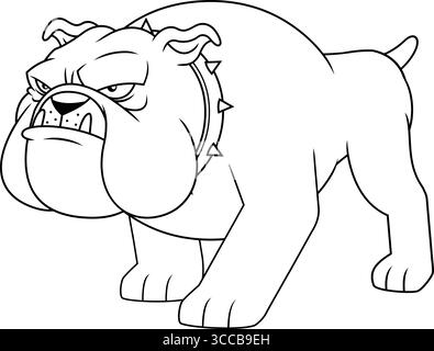Angry Bulldog Cartoon Charakter Walking Heavy with Grumpy Face – Vektor Hand gezeichnete Illustration isoliert auf transparentem Hintergrund Stock Vektor