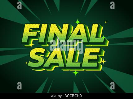 Auffälliges grünes Abschlussbanner im Retro-Comic-Stil, Hintergrund mit Radialstrahlen, gelbem gepunktetem Schriftzug, neongrünen Akzenten, feierliches Flair Stock Vektor