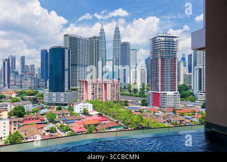 Kuala Lumpur Skyline von einem Infinity-Pool aus gesehen, Malaysia, Asien Stockfoto