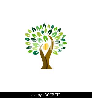 Natürliche Menschen Baum Wellness Logo Symbol Vektor Design Illustration Stock Vektor