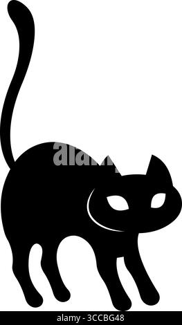 Halloween Schwarze Katze Silhouetten. Von Hand Gezeichneter Vektor Isoliert Auf Transparentem Hintergrund Stock Vektor