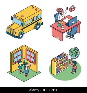 Farbenfrohe Illustration für Schulaktivitäten und Lernumgebungen Stock Vektor