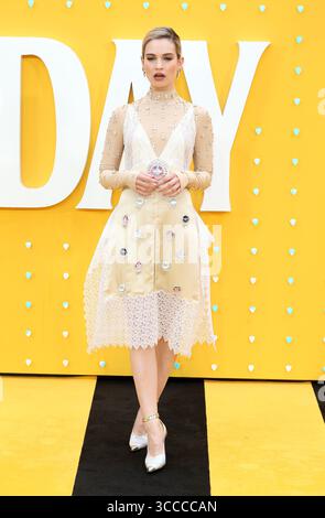 18. Juni 2019, London, Vereinigtes Königreich: Lily James nimmt an der britischen Premiere von „Yesterday“ am Odeon Luxe Leicester Square in London Teil. (Credit Image: © Fred Duval/SOPA Images via ZUMA Press Wire) Stockfoto