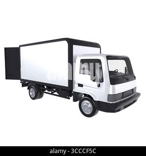 Lieferwagen auf weißem 3D-Rendering isoliert Stockfoto
