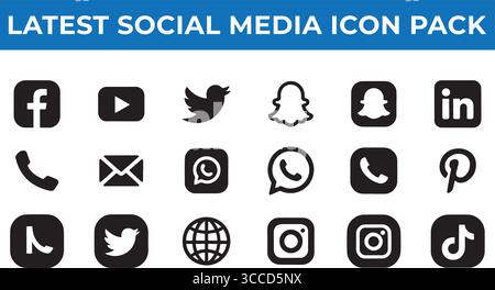 Aktuelles Social Media Icon Pack – Moderne Vektorsymbole für digitale Plattformen Stock Vektor