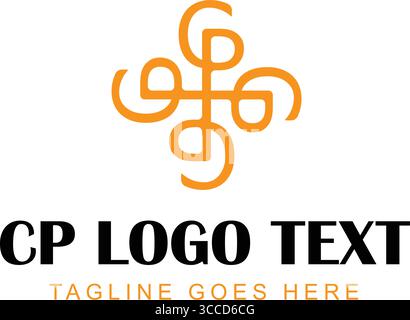 Modernes abstraktes CP-Logo-Design – anpassbares Branding-Symbol mit Tagline Stock Vektor