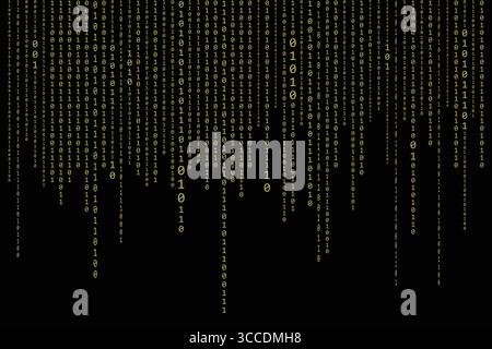 Zero One Binary Code Fließend Abstract Matrix Digital Art mit binärem Computercode. Stock Vektor
