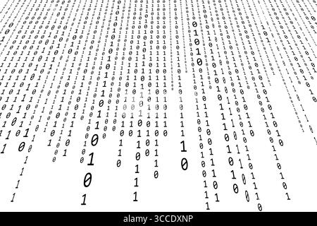 Binärcode Null ein Hintergrundbild des Binärcodes mit einem fließenden Strahlungsmuster. Stock Vektor
