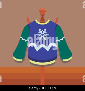 Pullover mit Schneeflocken auf dem Rack. Vektor Stock Vektor