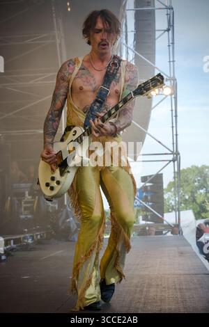 Justin Hawkins trat am 8. Juli 2022 in Cornbury, Oxfordshire auf Stockfoto