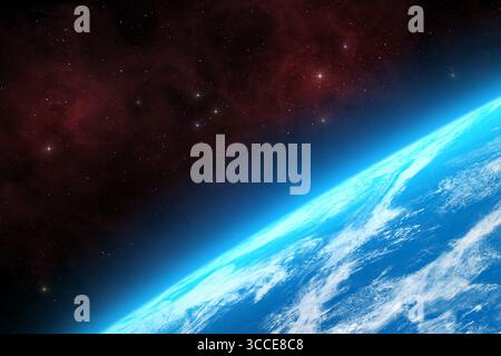 Masse. Bewohnbarer Exoplanet in fernen Galaxien. Erdähnliche Exoplaneten mit einer Atmosphäre, die für das menschliche Leben geeignet ist. Elemente dieses Bildes, bereitgestellt von der NASA. Stockfoto