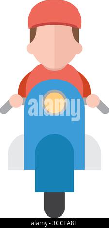 Kurier auf blauem Roller. Vektor Stock Vektor