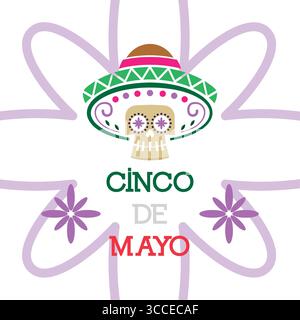 Sugar Skull mit Sombrero-Design. Vektor Stock Vektor