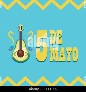 Cinco de Mayo Avocado Gitarre. Vektor Stock Vektor
