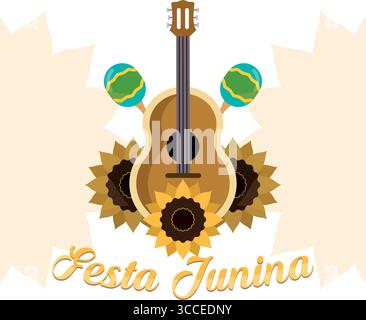 Festa Junina Gitarrenmaracas. Vektor Stock Vektor