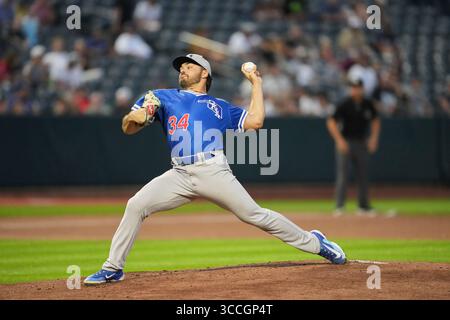 19. August 2023: Der Oklahoma City Pitcher Alec Gamboa (34) wirft während des Spiels mit den Oklahoma City Dodgers und Salt Lake Bees einen Platz im Smiths Field in Salt Lake UT. David Seelig/Cal Sport Medi (Bild: © David Seelig / Cal Sport Media/CSM via ZUMA Press Wire) Stockfoto