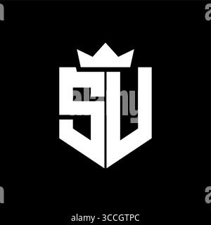 Logo-Vektorbild eines Schildes mit einem scharfen geometrischen Stil mit einer spitzen Krone und dicken Schriftarten Stock Vektor