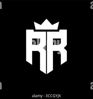Logo-Vektorbild eines Schildes mit einem scharfen geometrischen Stil mit einer spitzen Krone und dicken Schriftarten Stock Vektor