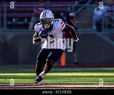 23. September 2023 Palo Alto, CA USA) Arizona Running Back Jonah Coleman (3) läuft für einen langen Gewinn während des NCAA Football Spiels zwischen den Arizona Wildcats und dem Stanford Cardinal. Arizona besiegt Stanford 21-20 im Stanford Stadium Palo Alto, CA Thurman James / CSM (Foto: © Thurman James/CSM via ZUMA Press Wire) Stockfoto
