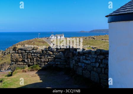 09. August 2025 - Lands End, Cornwall, Großbritannien - Lands End, Cornwall, der westlichste Punkt Großbritanniens. Stockfoto