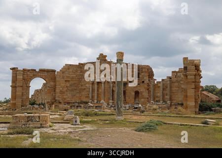 Das Nympheum bei Leptis Magna wurde für die Ankunft von Septimius Severus im 3. Jahrhundert erbaut Stockfoto