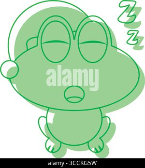 Schlafender Frosch Cartoon Gesicht. Vektor Stock Vektor