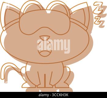 Schlafende Katze Cartoon Gesicht. Vektor Stock Vektor