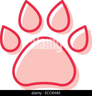 Rosafarbenes Symbol mit Pfotenmuster. Vektor Stock Vektor