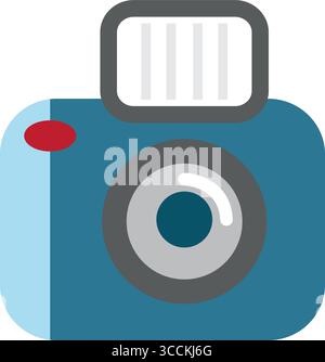 Blaues Vintage-Kamerasymbol. Vektor Stock Vektor