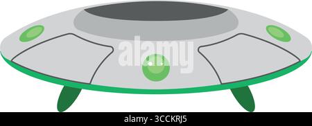 Grüne UFO-Untertasse. Vektor Stock Vektor